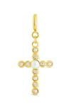 Sterling Forever Cubic Zirconia & Freshwater Pearl Enhancer In Gold