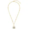 Sterling Forever Cubic Zirconia & Mother-of-pearl Cubic Zirconia Pendant Necklace In Gold