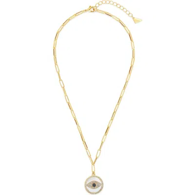 Sterling Forever Cubic Zirconia & Mother-of-pearl Cubic Zirconia Pendant Necklace In Gold
