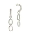 Sterling Forever Cubic Zirconia Andi Drop Hoop Earrings In Silver-tone