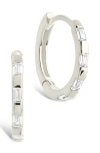 Sterling Forever Cubic Zirconia Baguette Hoop Earrings In Silver