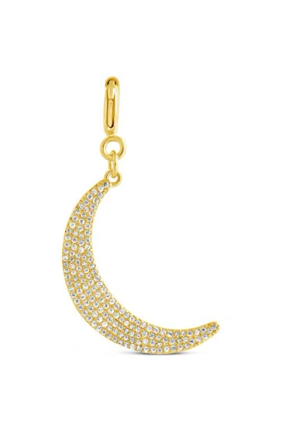 Sterling Forever Cubic Zirconia Crescent Moon Charms In Gold