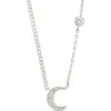Sterling Forever Cubic Zirconia Crescent Moon Pendant Necklace In Metallic