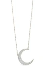 Sterling Forever Stationed Cz Crescent Pendant Necklace