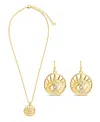 Sterling Forever Cubic Zirconia Evil Eye Dangle Earring Necklace Set In Gold