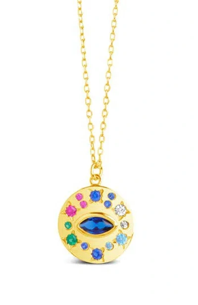 Sterling Forever Cubic Zirconia Evil Eye Protection Pendant Necklace In Gold