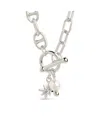 Sterling Forever Cubic Zirconia Genuine Shell Pearl Ava Toggle Necklace In Silver