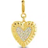 Sterling Forever Cubic Zirconia Heart Shield Charms In Gold