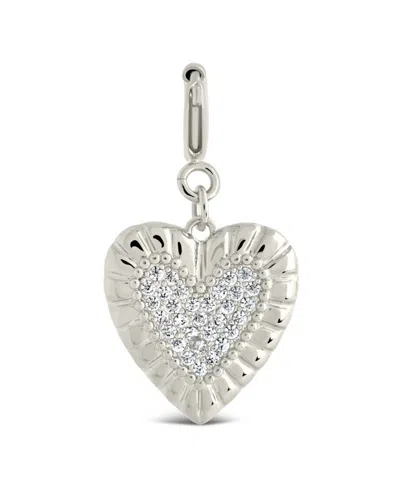 Sterling Forever Cubic Zirconia Heart Shield Charms In Silver