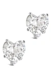 Sterling Forever Cubic Zirconia Heart Stud Earrings In White