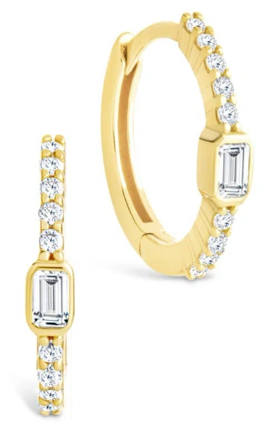 Sterling Forever Cubic Zirconia Hoop Earrings In Gold