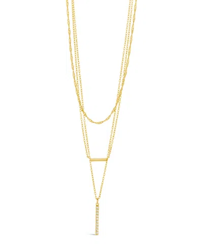 Sterling Forever Cubic Zirconia Lottie Layered Necklace In Gold