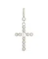 Sterling Forever Cubic Zirconia Mother Of Pearl Cross Charms In Silver