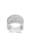 Sterling Forever Cubic Zirconia Multi-row Band Ring In Metallic