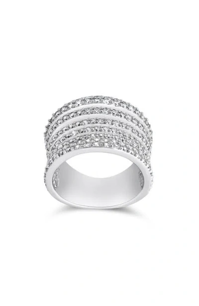 Sterling Forever Cubic Zirconia Multi-row Band Ring In Metallic