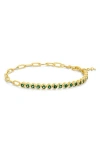 Sterling Forever Cubic Zirconia Paper Clip Chain Tennis Bracelet In Gold