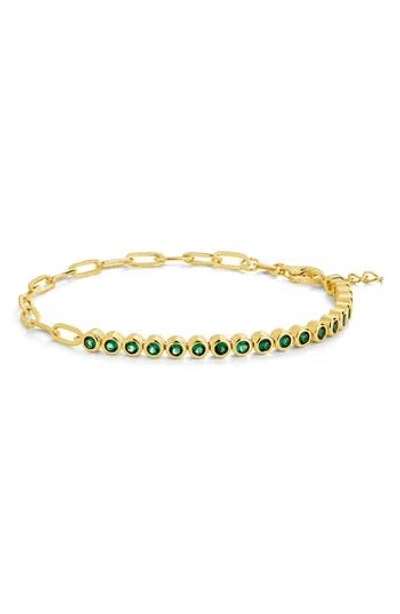 Sterling Forever Cubic Zirconia Paper Clip Chain Tennis Bracelet In Gold