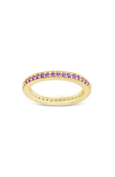 Sterling Forever Cubic Zirconia Pavé Thin Band Ring In Gold