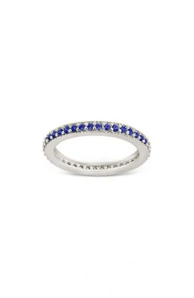 Sterling Forever Cubic Zirconia Pavé Thin Band Ring In Metallic