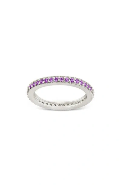 Sterling Forever Cubic Zirconia Pavé Thin Band Ring In Metallic