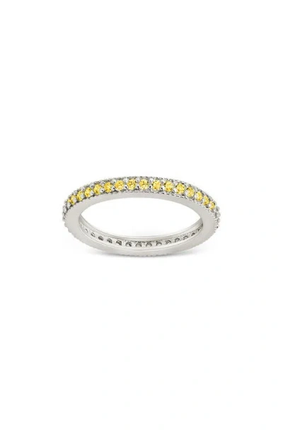 Sterling Forever Cubic Zirconia Pavé Thin Band Ring In Metallic