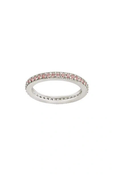Sterling Forever Cubic Zirconia Pavé Thin Band Ring In Metallic