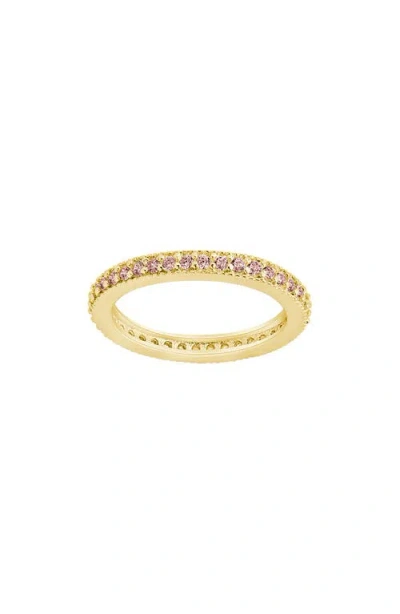Sterling Forever Cubic Zirconia Pavé Thin Band Ring In Gold