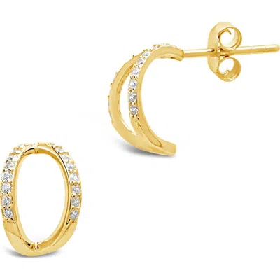 Sterling Forever Cubic Zirconia Pyramid Huggie Hoop Earrings In Gold