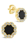 Sterling Forever 14k Plated Frame Rose Petal Studs