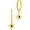 Sterling Forever Cubic Zirconia Star Drop Huggie Hoop Earrings In Gold