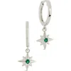 Sterling Forever Cubic Zirconia Star Drop Huggie Hoop Earrings In Silver