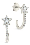 Sterling Forever Cubic Zirconia Star Hoop Earrings In Metallic
