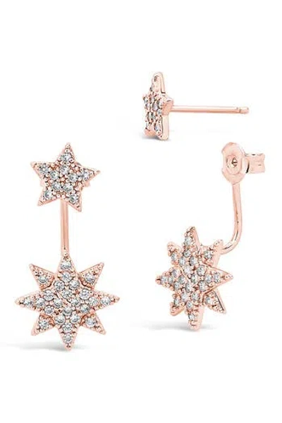 Sterling Forever Cubic Zirconia Starburst Jacket Earrings In Gold