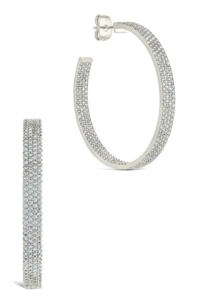 Sterling Forever Cubic Zirconia Statement Inside Out Hoop Earrings In Gray