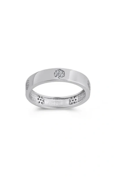 Sterling Forever Cubic Zirconia Station Band Ring In Metallic