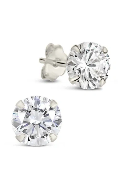 Sterling Forever Sterling Silver 8mm Cz Stud Earrings In Metallic