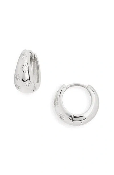 Sterling Forever Cullen Cubic Zirconia Star Hoop Earrings In Silver