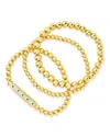 Sterling Forever Cz & Enamel Evil Eye Beaded Bracelet Set Of 3 In Gold