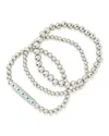 Sterling Forever Cz & Enamel Evil Eye Beaded Bracelet Set Of 3 In Silver