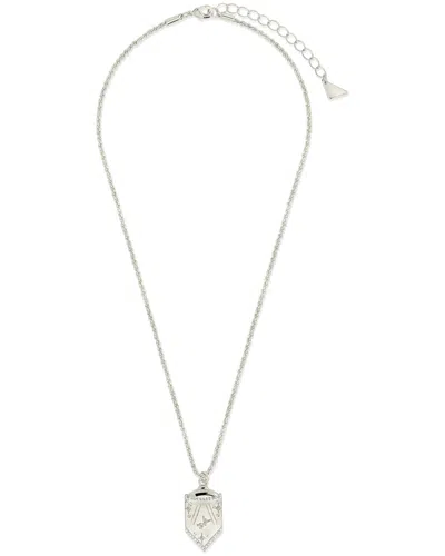 Sterling Forever Cz Beam Me Up Pendant Necklace In Metallic