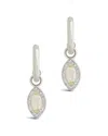 Sterling Forever Calla Cz Charm Drop Hoop Earrings In Silver
