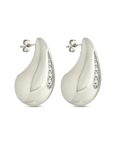 Sterling Forever Cz Callie Teardrop Polished Earrings In Metallic