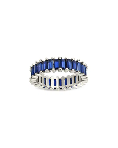 Sterling Forever Cz Caroline Rainbow Eternity Ring In Blue
