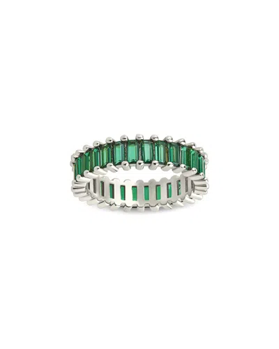 Sterling Forever Cz Caroline Rainbow Eternity Ring In Green