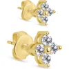 Sterling Forever Cz Cluster 2-pack Stud Earrings In Gold