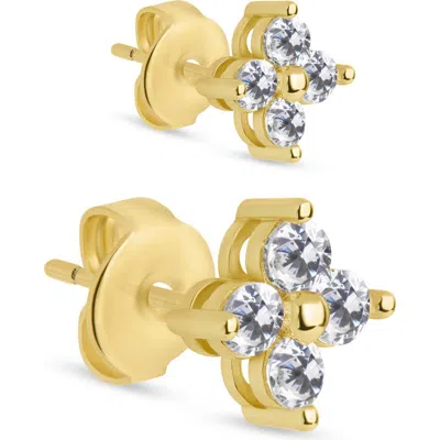 Sterling Forever Cz Cluster 2-pack Stud Earrings In Gold