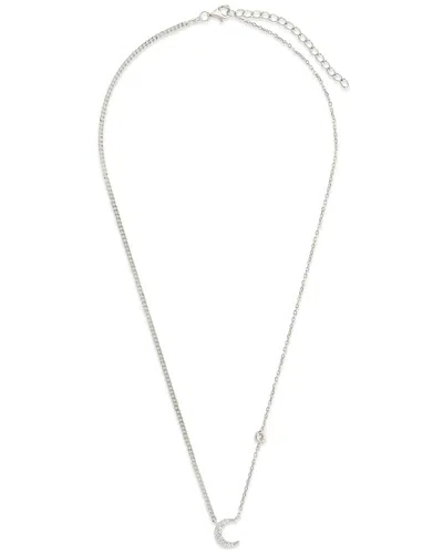 Sterling Forever Cz Crystal Crescent Moon Necklace