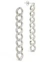 Sterling Forever Rhodium Plated Cz Cuban Chain Link Drop Earrings