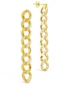 Sterling Forever 14k Plated Cz Cuban Chain Link Drop Earrings In Gold