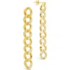 Sterling Forever Cz Cuban Chain Link Drop Earrings In Gold